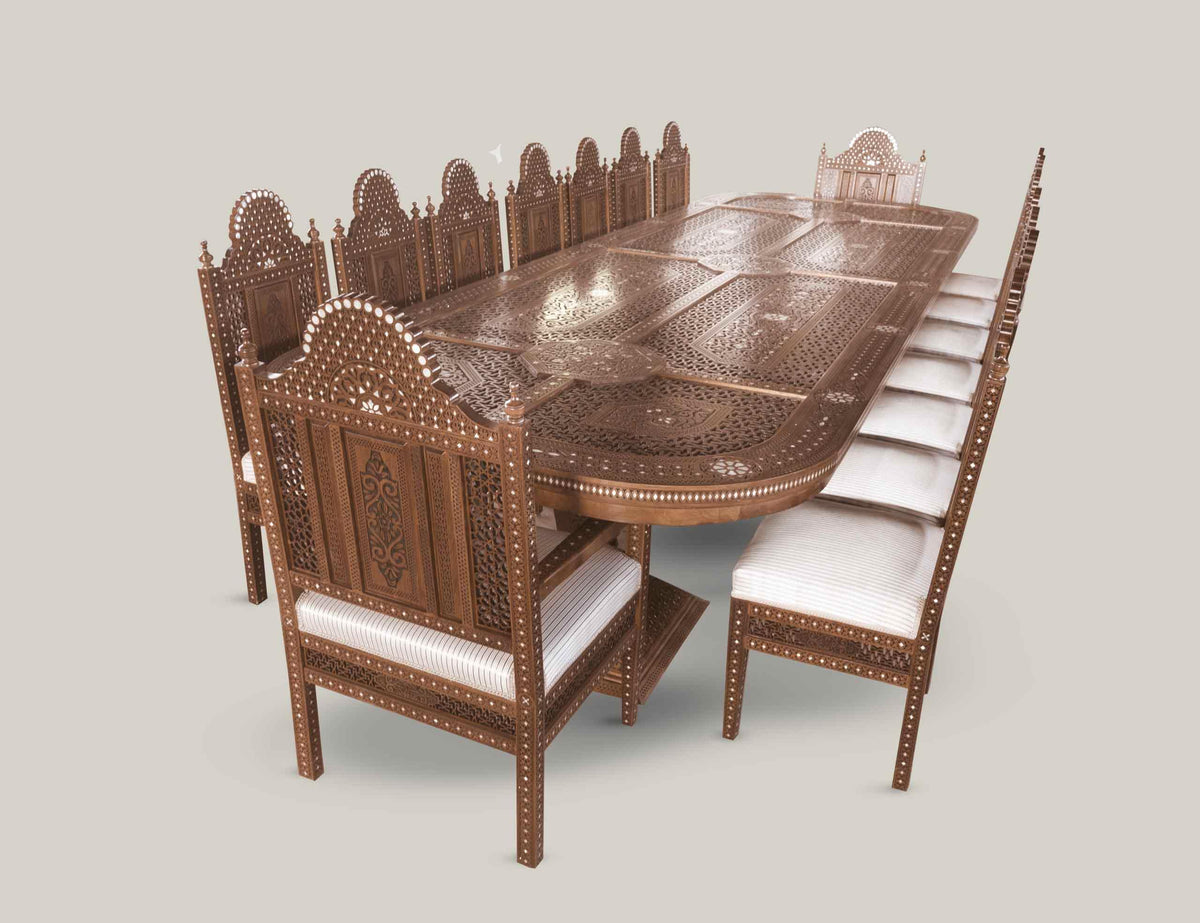 Qanadil Damascene dining set for 12 guests for a villa project