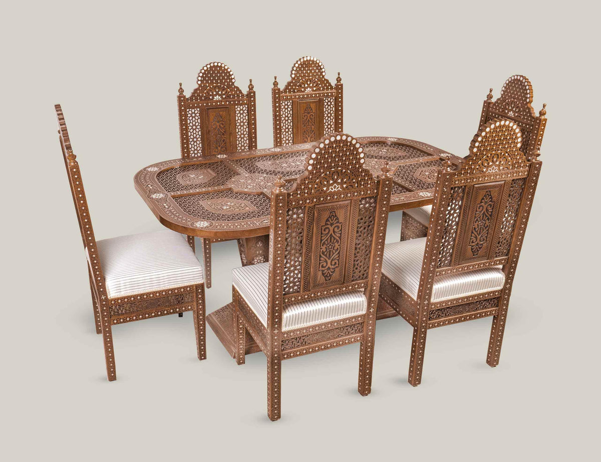 Qanadil Damascene dining set for 6 guests