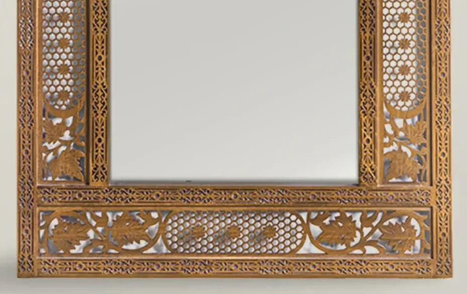 Debora tall carved crown mirror – lower frame and carved base detail