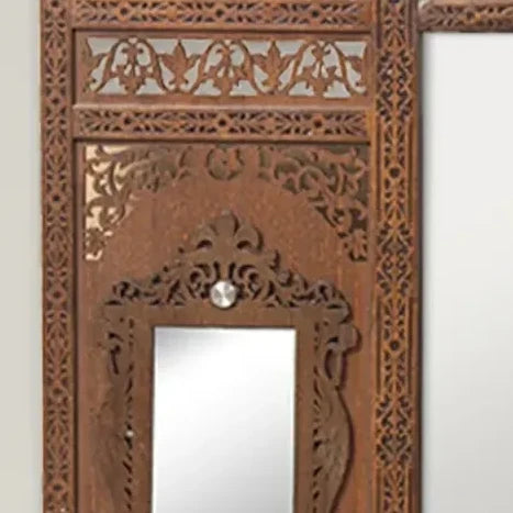 Tarquin carved mirror with shelves – frame corner detail showing carving