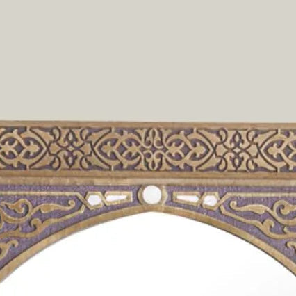 Myraza mother-of-pearl wall mirror – detail of the carved crown centre with mother-of-pearl