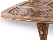 Antique oriental dining table with handmade shell-inlay, vintage mother-of-pearl detail, UAE GCC