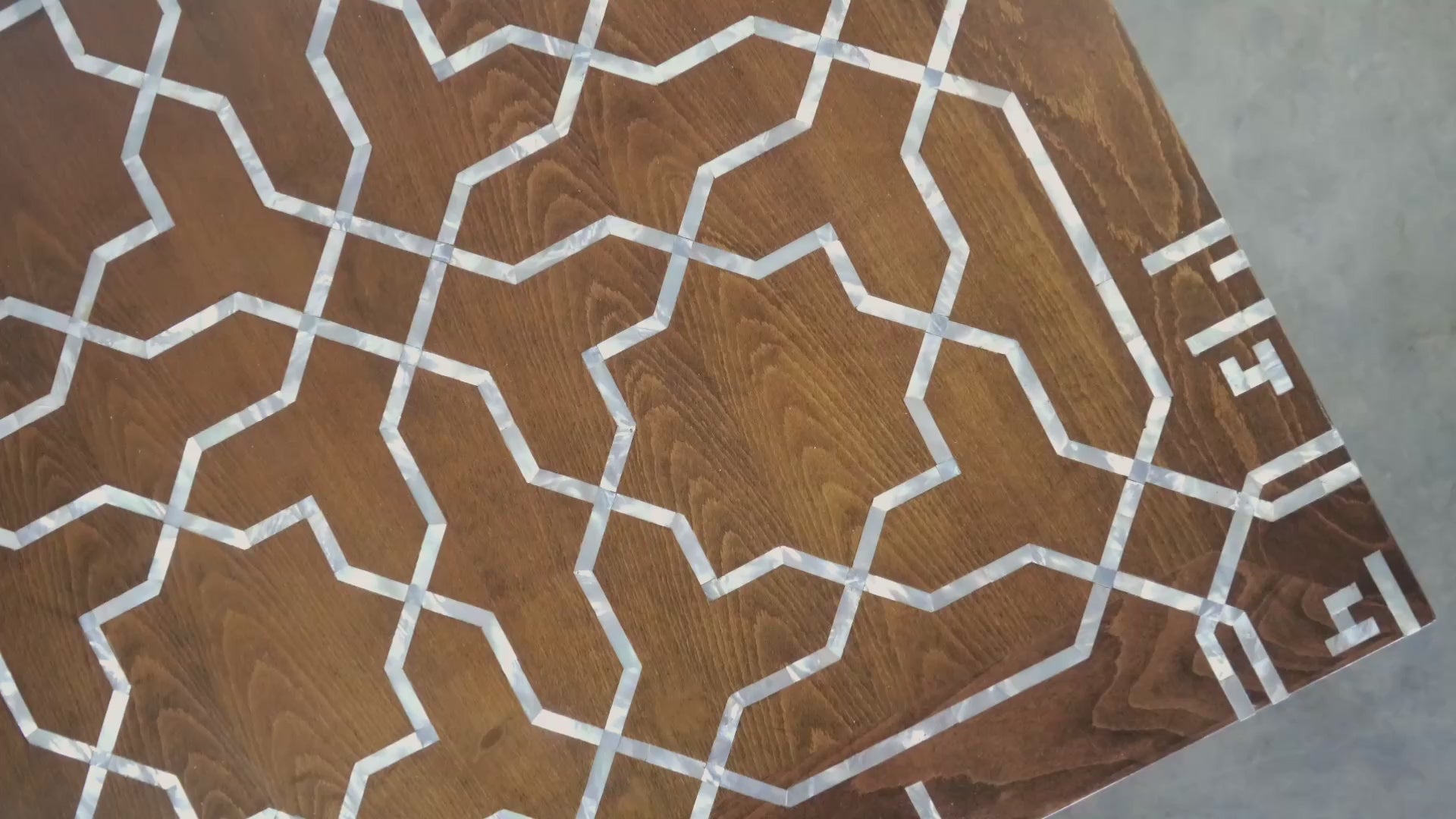 Load video: Salema – Welcome Coffee Table with Linear Lattice Inlay